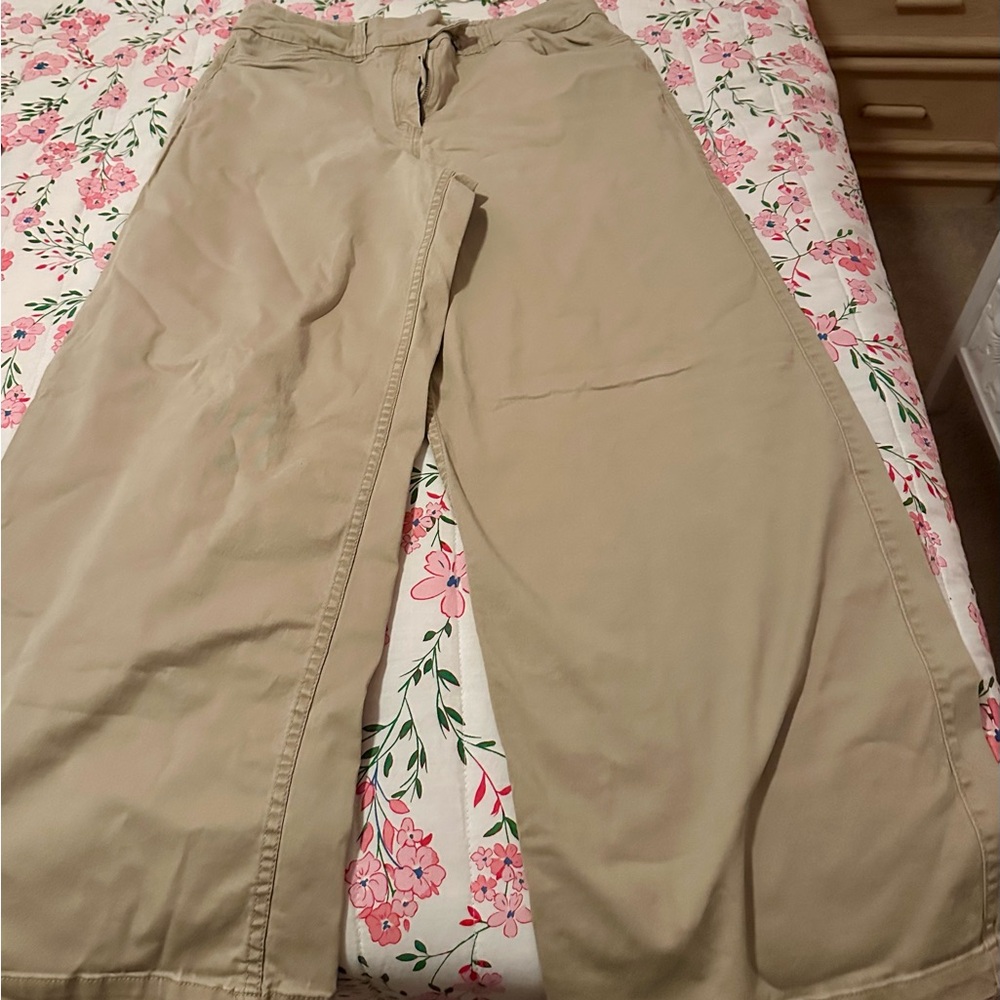 Chicos Size 3 Beige Wide-Leg Pants
